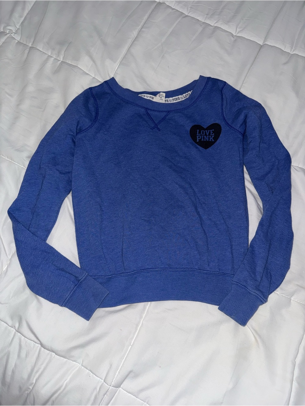 PINK Victoria's Secret Royal Blue Crewneck Sweatshirt with Heart Logo
